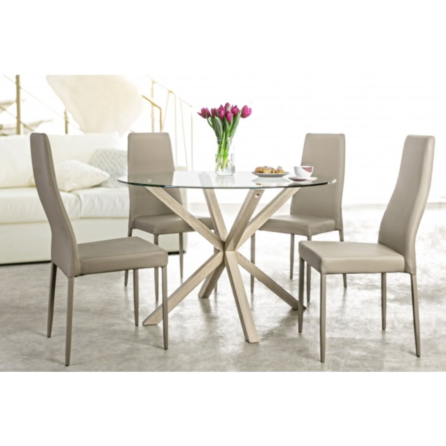 TAVOLO MAY ROTONDO GAMBA NATURALE D114 cm