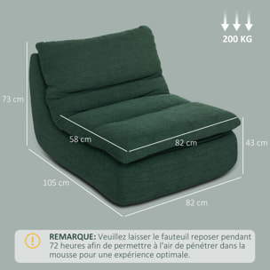 Fauteuil poire grand confort déhoussable - fauteuil paresseux - fauteuil en mousse expansible tissu vert