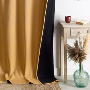 Rideau thermique phonique et semi occultant à galons fronceurs KONFOR - Jaune Ocre