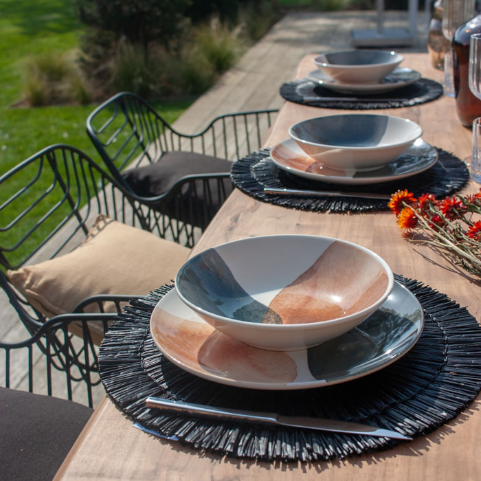 Lot de 4 set de table en raphia noir 38cm PAROS