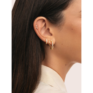 Pendientes Aro Estellar White Plata Baño Oro