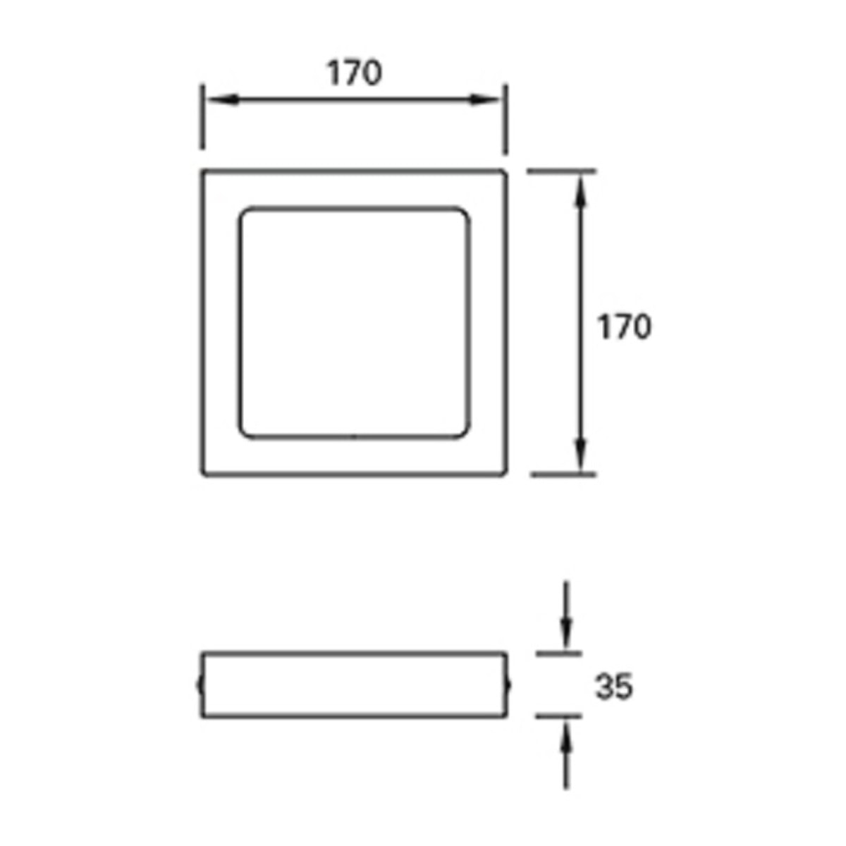 FORLIGHT Plafon Ip23 Easy Square Surface 170Mm Led 10W 3000K Blanco 874Lm