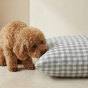 Lit pour animaux déhoussable et antitaches Vichy Gris Clair