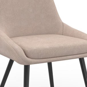 Chaises Ornella tissu taupe et pieds métal - lot de 4