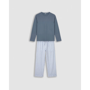 Pijama largo de algodón raya kodac azul marino
