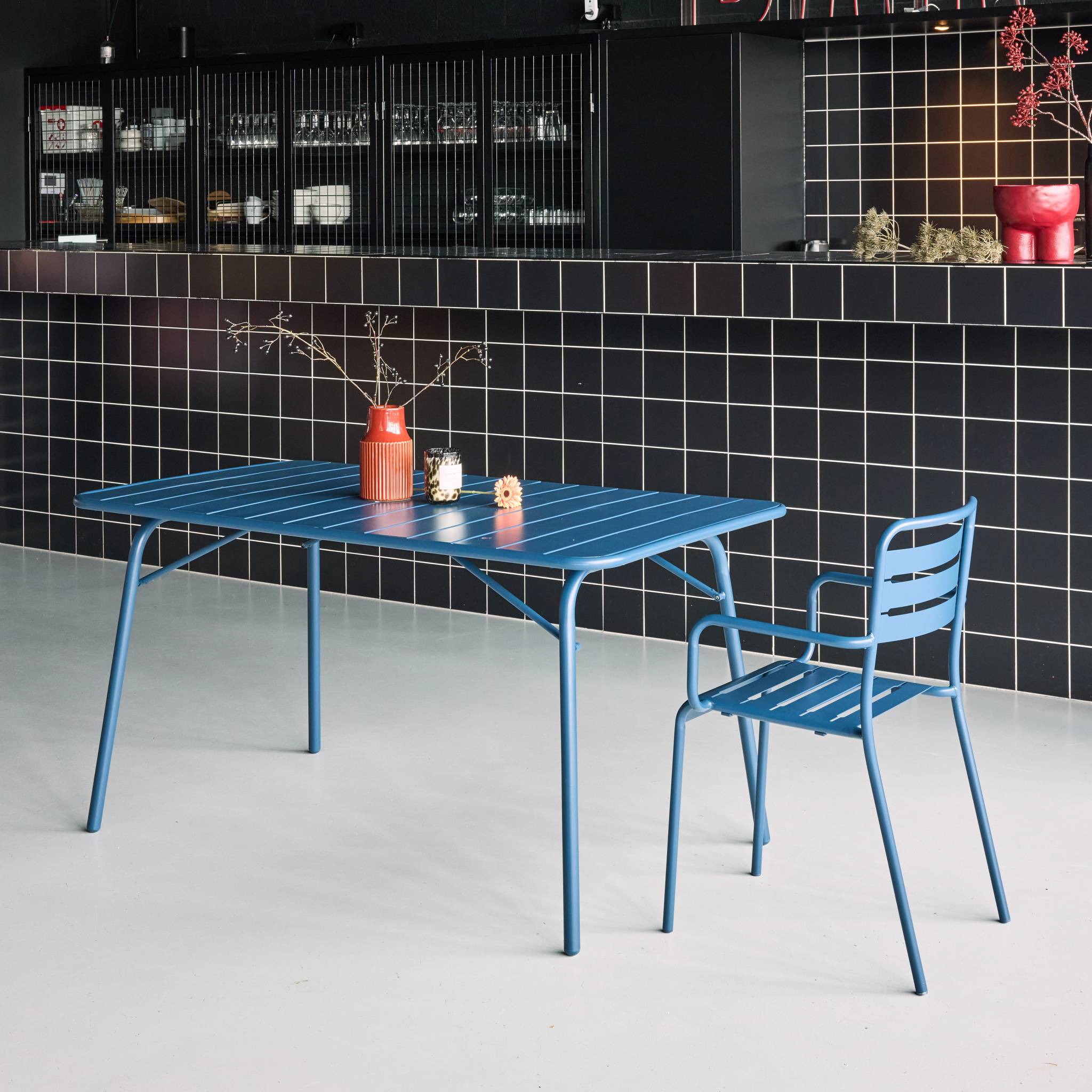 Table de jardin pliante métal 6 places AMÉLIA