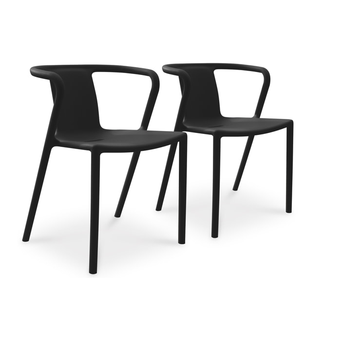 DIEGO - Lot de 2 fauteuils de jardin empilables en Polypropylène noir