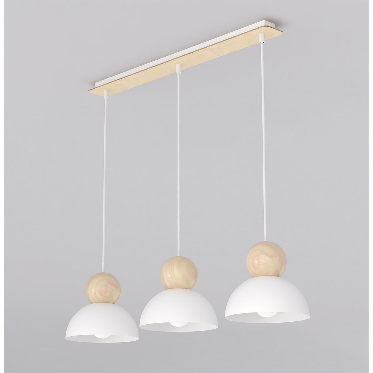 Lampada a sospensione KAKI a tre luci in acciaio bianco