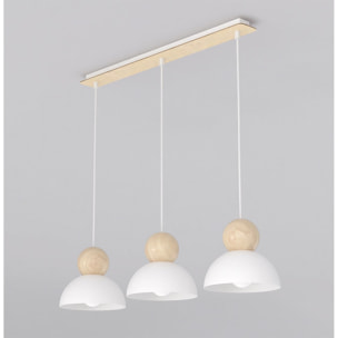 Lampada a sospensione KAKI a tre luci in acciaio bianco