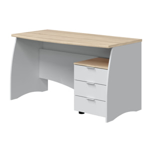 Scrivania con 3 Cassetti Bliss Scrittoio da Studio o Ufficio Mobile Desk da Soggiorno Sala da Pranzo 136 x 74 x 67 cm Colore Bianco e Rovere