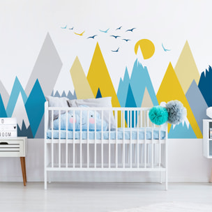 Stickers muraux enfants - Décoration chambre bébé - Autocollant Sticker mural géant enfant montagnes scandinaves BETIKA