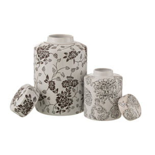 J-Line urne décorative Zen - porcelaine - blanc/noir - large