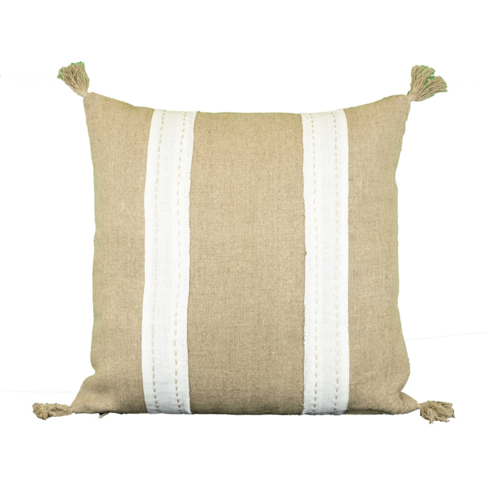 Coussin en lin et coton déhoussable - Blanc