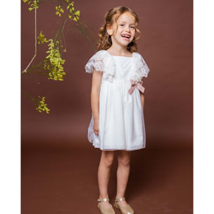 VESTIDO TUL BORDADO LAZO BLANCO