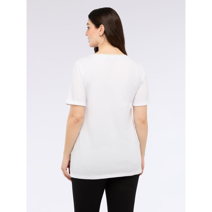 Fiorella Rubino - Camiseta de punto jersey con frase divertida - Blanco