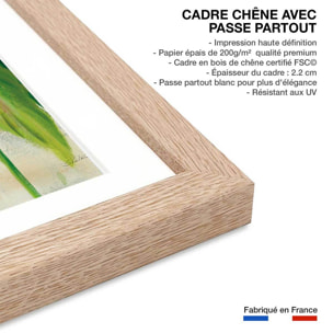 Poster Jardin tropical Affiche + cadre en bois - Chêne