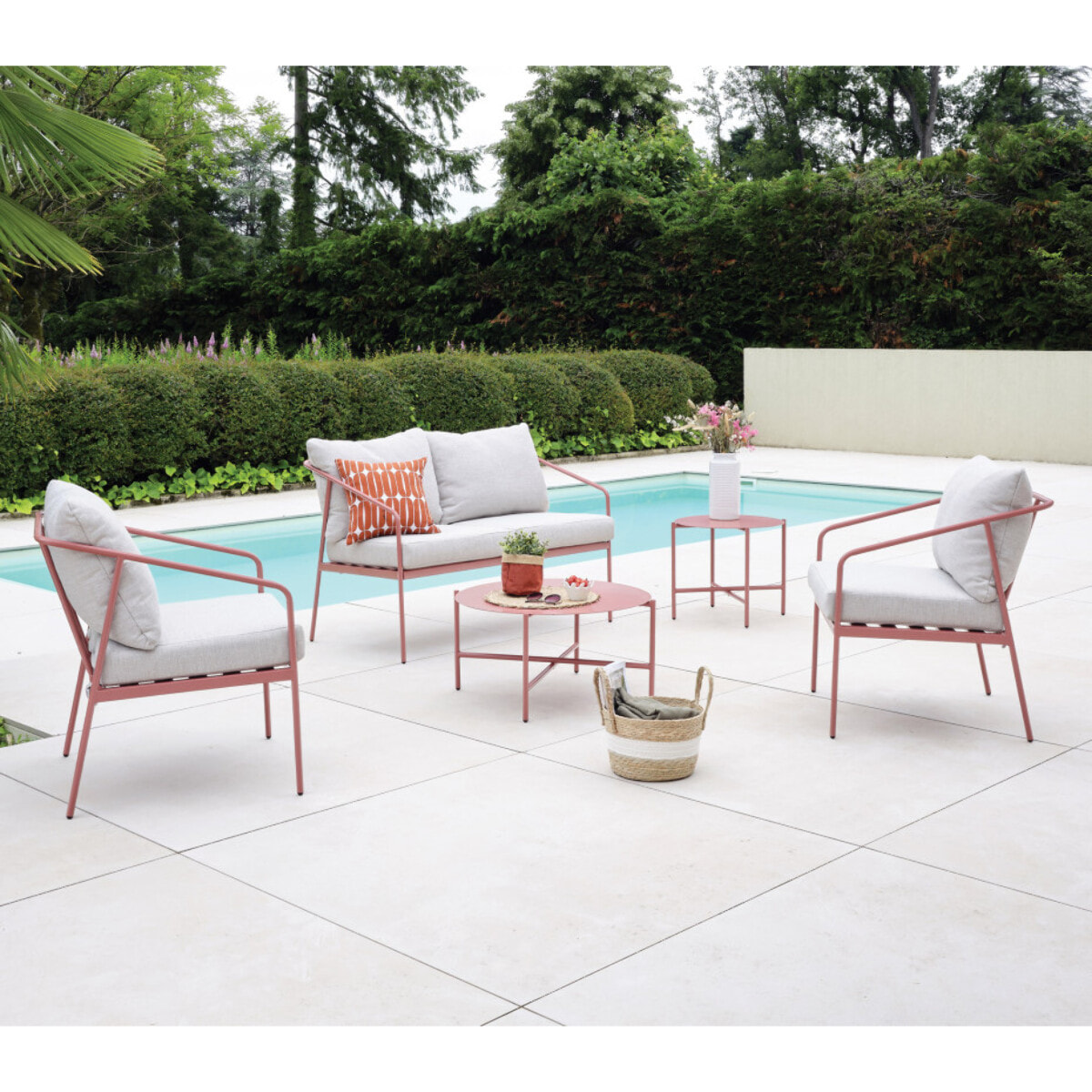 Salon de jardin en acier - 4 places - terracotta - CAP FERRET