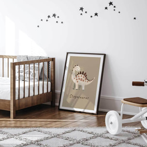Affiche enfant stegosaurus  Affiche + cadre en bois - Noir