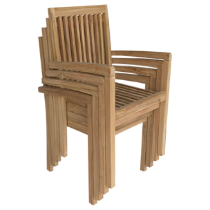Lot de 4 chaises de jardin JAVA empilables en teck