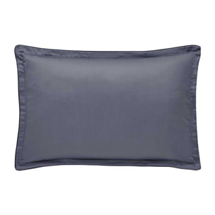 Taie d'oreiller imprimée en satin de coton bio, SHALIMAR, Bleu Marine