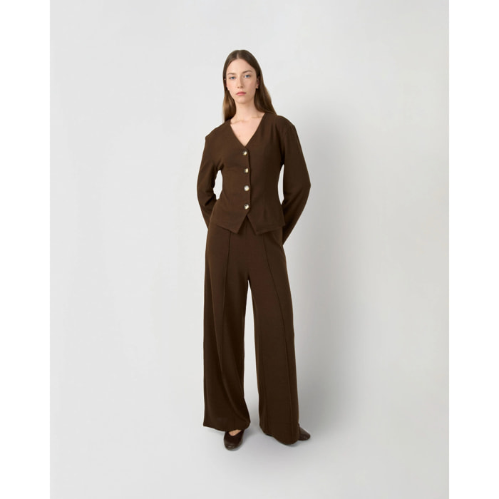 Set chaqueta pantalón angorina chocolate