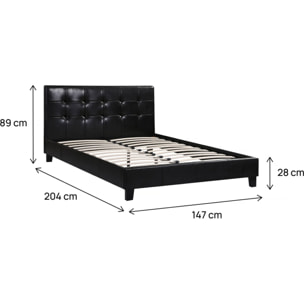 Lit double en pvc "Julia" - 140 x 190 cm - Noir