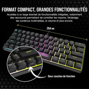Clavier gamer CORSAIR K65 RGB MINI CHERRY MX Red Noir