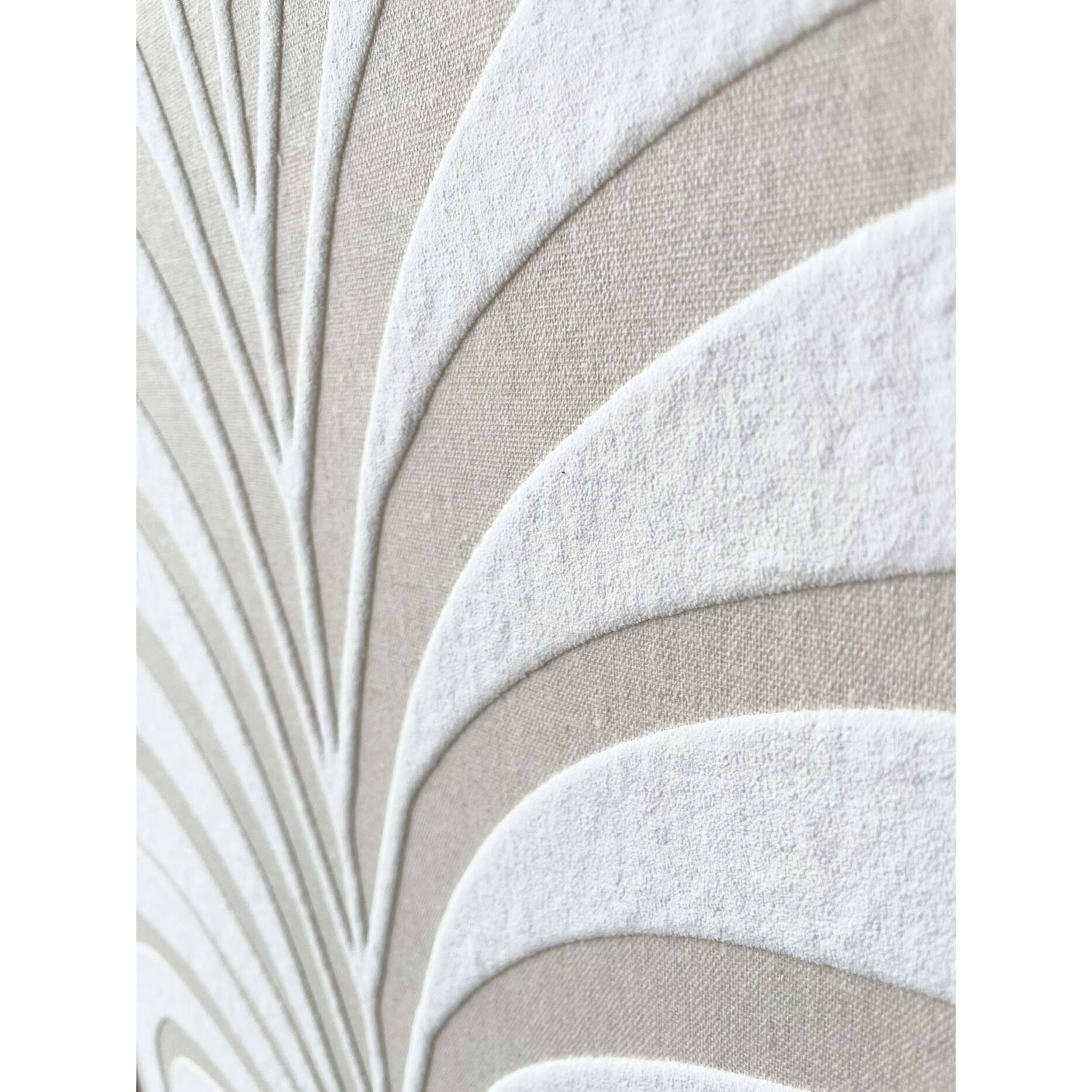 Cuadro Linen lino impresión 3D beige-blanco 93x63x4 cm