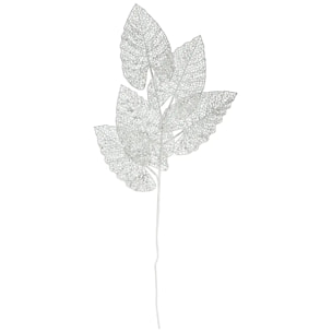 Branche 5 Feuilles Blanc Ajourées