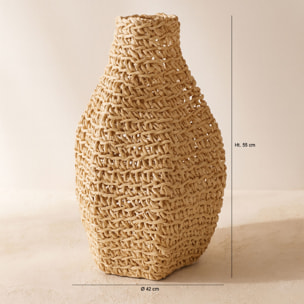 Jarre décorative en fibre d'abaca h55cm