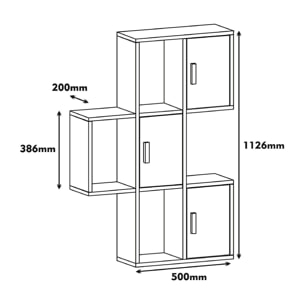 Mensola Dmoschin, Scaffale, Ripiano a muro, Scaffalatura multiuso, 50x20h113 cm, Noce e Bianco