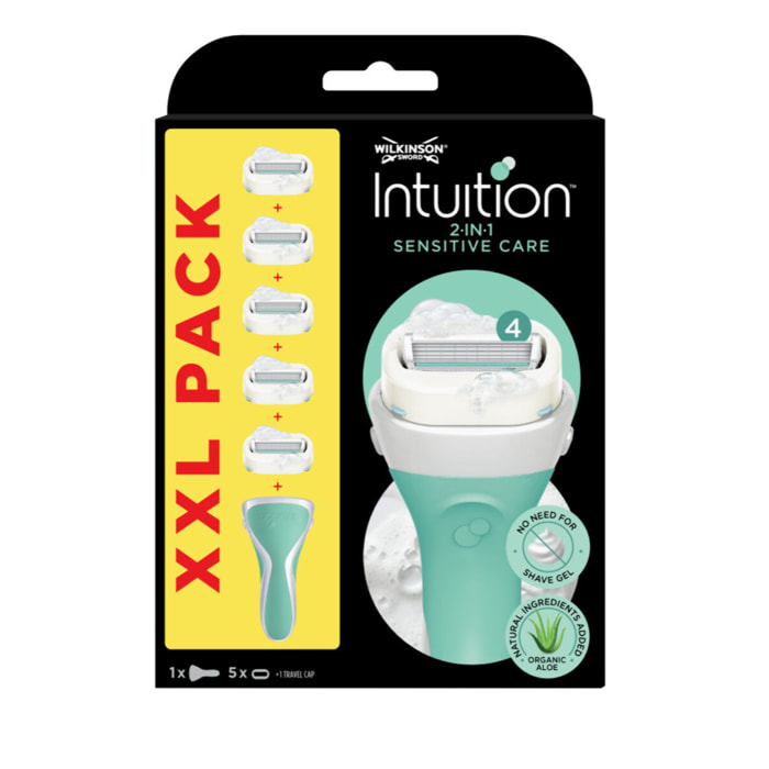 Wilkinson Intuition Sensitive - Rasoir femme + 5 lames - XXL Pack