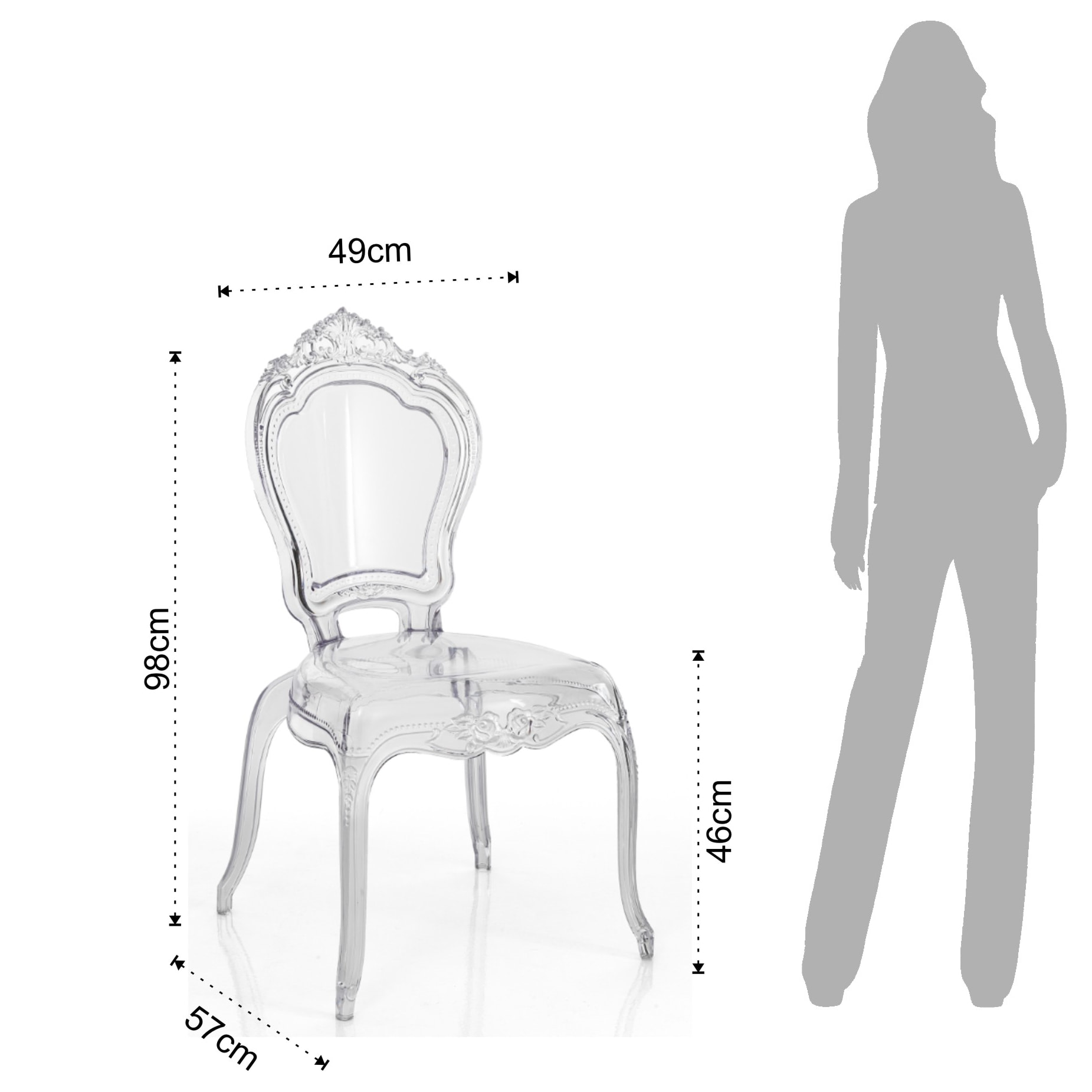 Tomasucci Lot de 4 Chaises intérieure / extérieure 
LISBONNE CLAIR Transparent