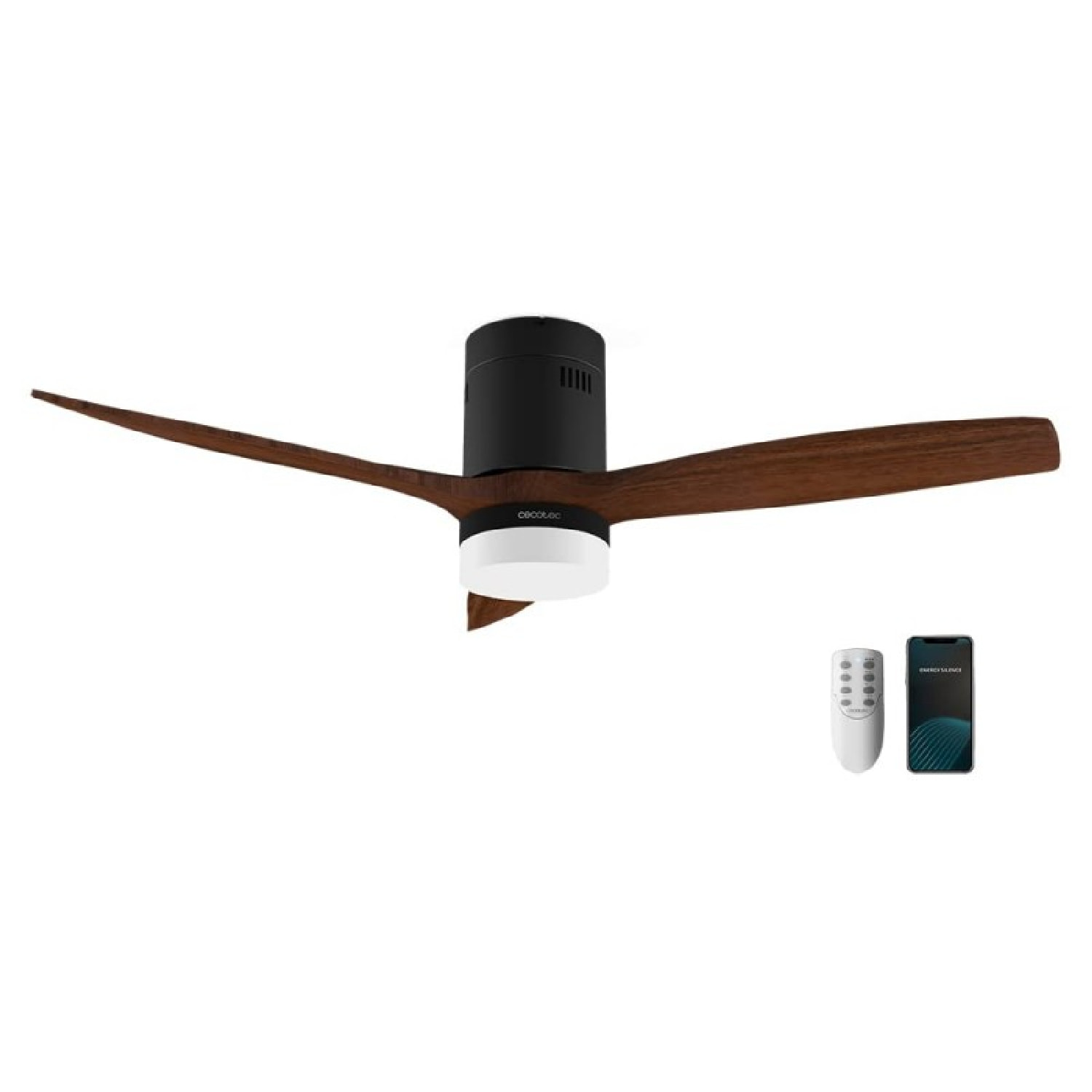 Ventilador de Techo con Luz y Wifi EnergySilence Aero 5600 Black Aqua Connected.