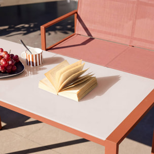 Table de jardin encastrable acier et textilène + 4 assises TAVENA
