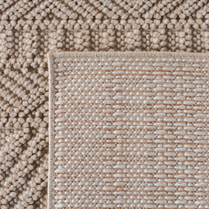 HELIX - Tapis moderne rond effet laine bouclé à motif berbère en relief beige