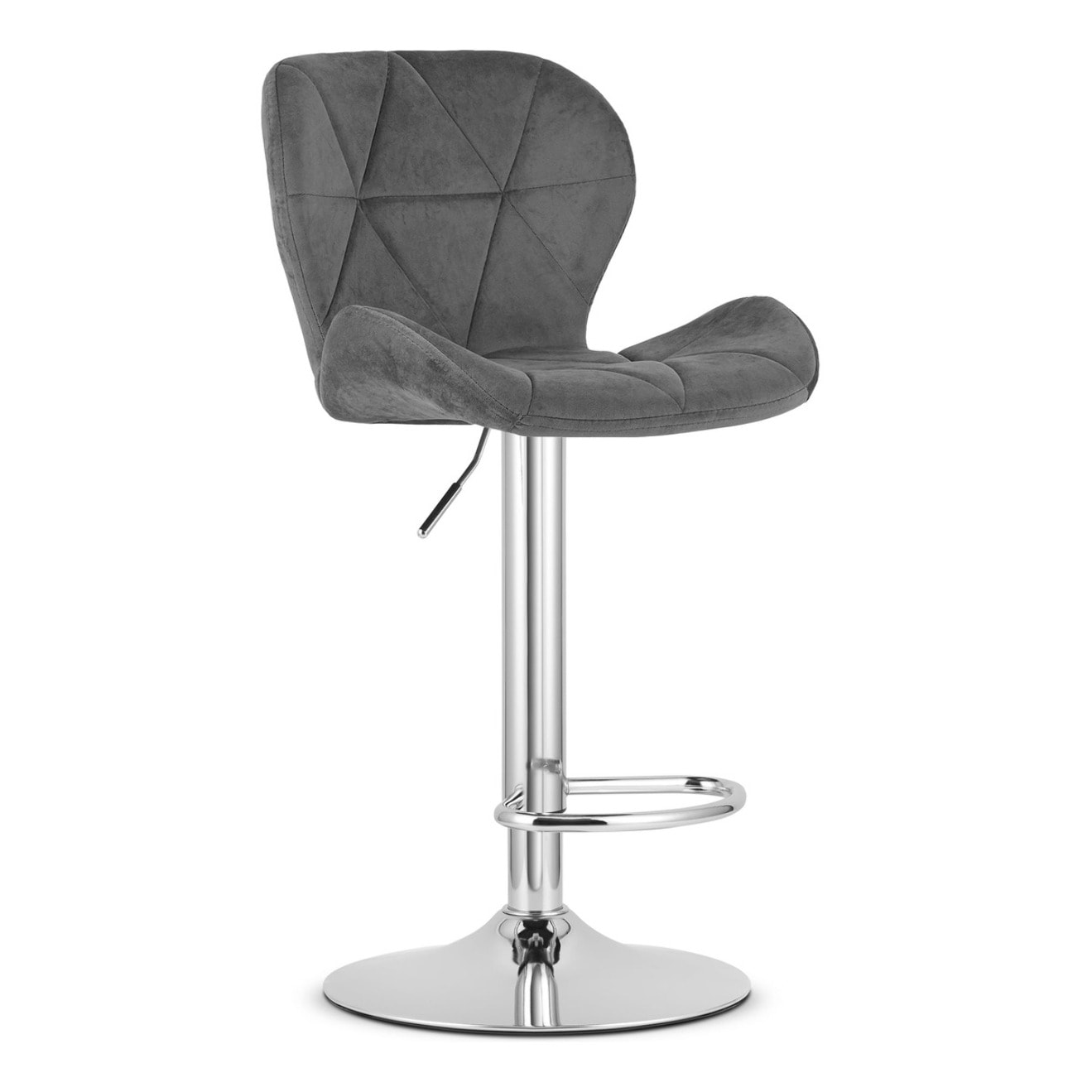 Sgabello alto West in velluto grigio con base cromata