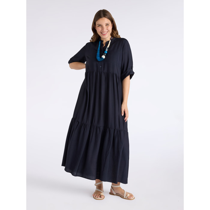 Fiorella Rubino - Vestido largo con volantes - Azul