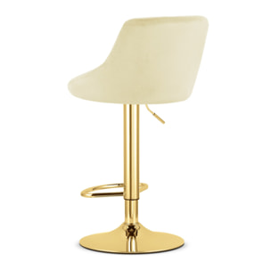 Sgabello girevole Kast in velluto beige e base oro