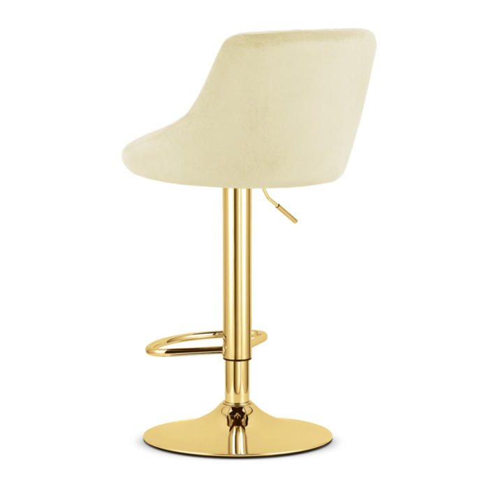 Sgabello girevole Kast in velluto beige e base oro