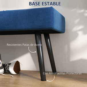 Taburete Pie de Cama Multifuncional Banco Pie de Cama Moderno Banco Dormitorio con Pies de Acero y Asiento Acolchado Carga 120 kg para Entrada Pasillo 100x36x45 cm Azul Oscuro