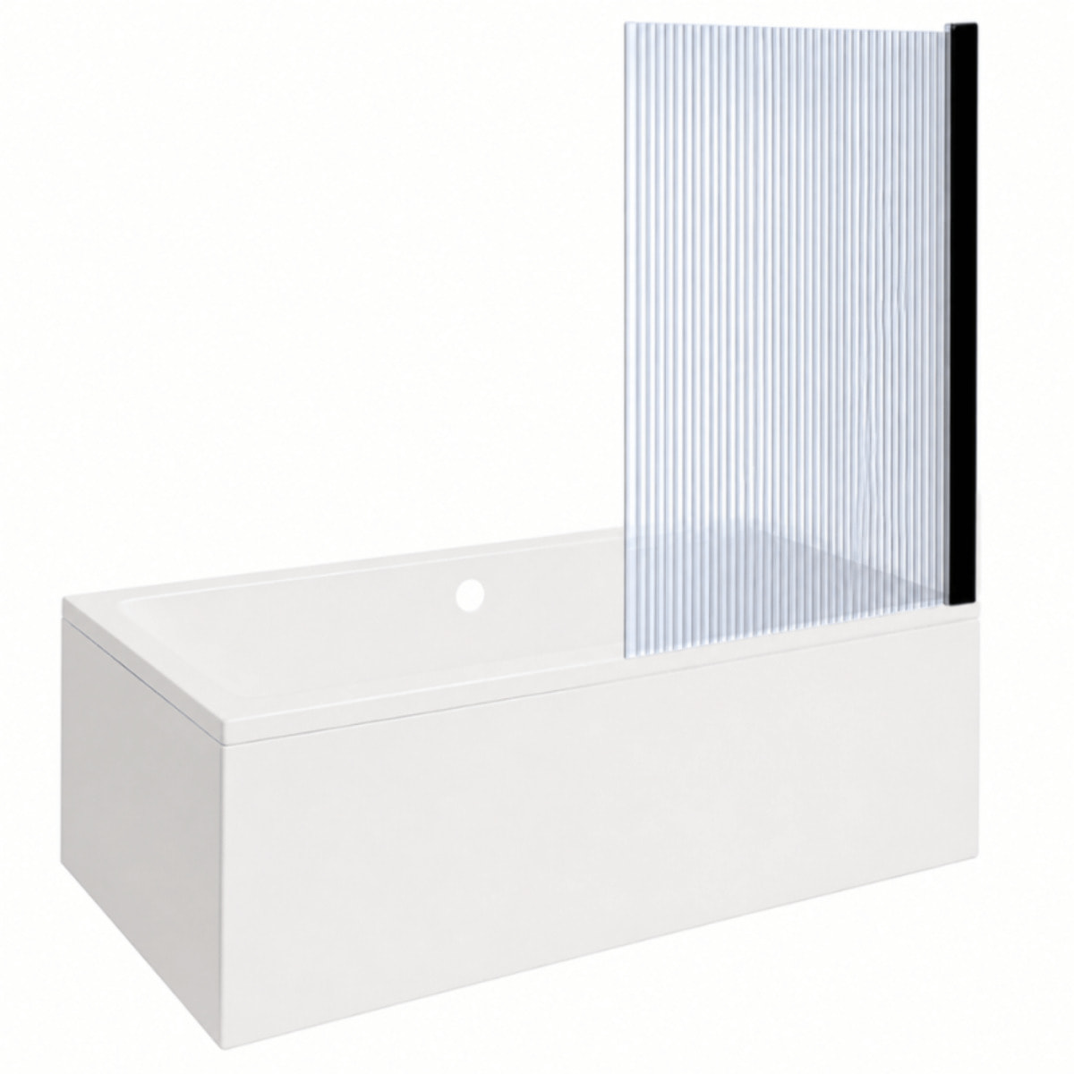 Baignoire rectangulaire Neon 180x80cm + Pare bain droit AURYS Raywall noir mat profilé droite