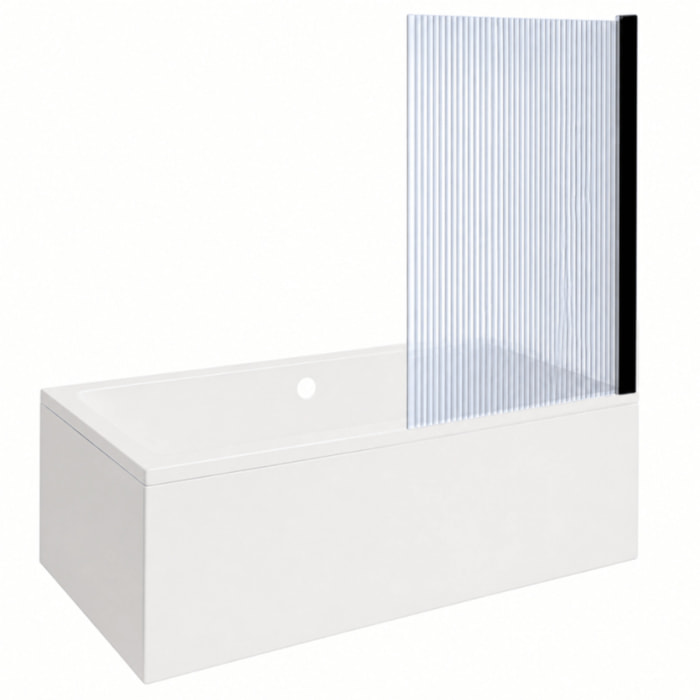 Baignoire rectangulaire Neon 180x80cm + Pare bain droit AURYS Raywall noir mat profilé droite