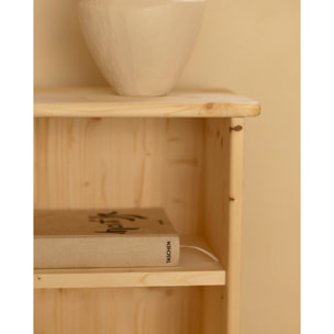 Mesita de noche de madera maciza en tono natural de 50x42cm Alto: 50 Largo: 42 Ancho: 27