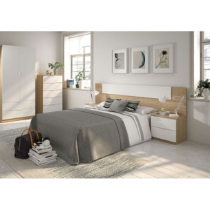 Armario de 2 puertas y 2 cajones en blanco artik y roble canadian 81,5x180 cm Low Cost Blanco Artik (Blanco Mate) - Roble Canadian