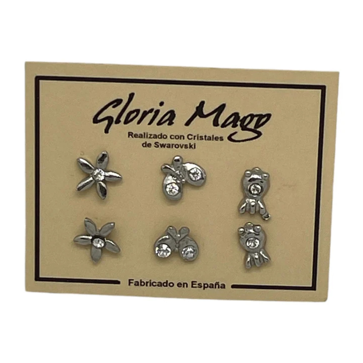 3 pares de pendiente mini en cristal