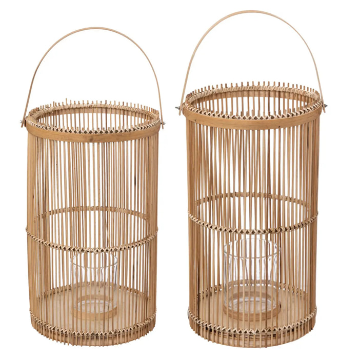 Set de 2 lanternes bambou H40/H36cm