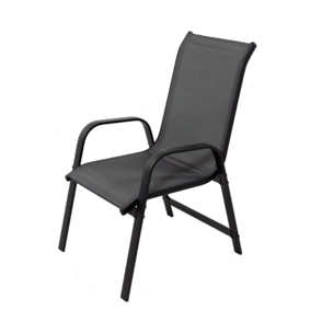 Table et chaises de jardin en textilène "cordoba + Porto" 8 personnes gris foncé