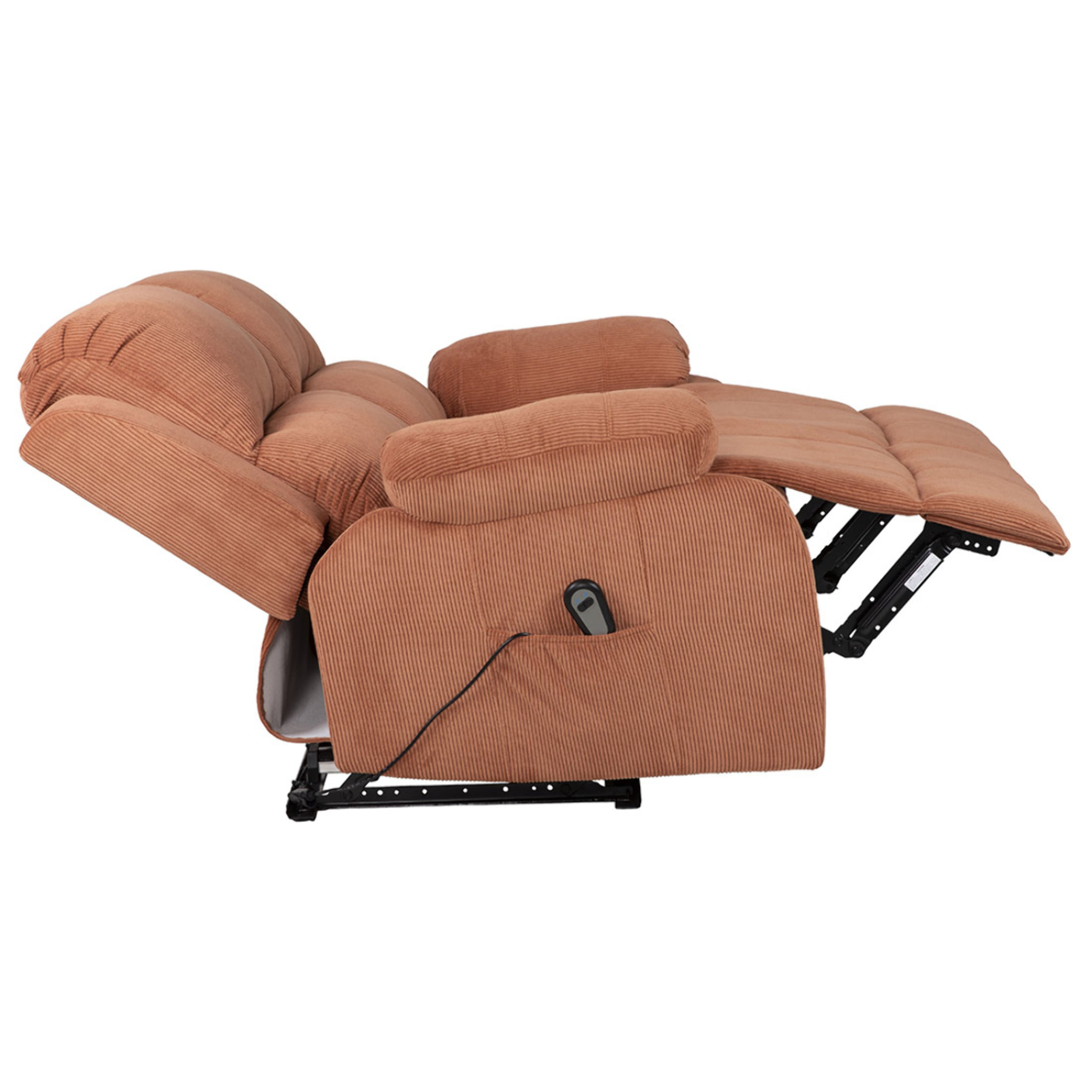 Armand - Canapé 2 places relax électrique en velours côtelé - Terracotta