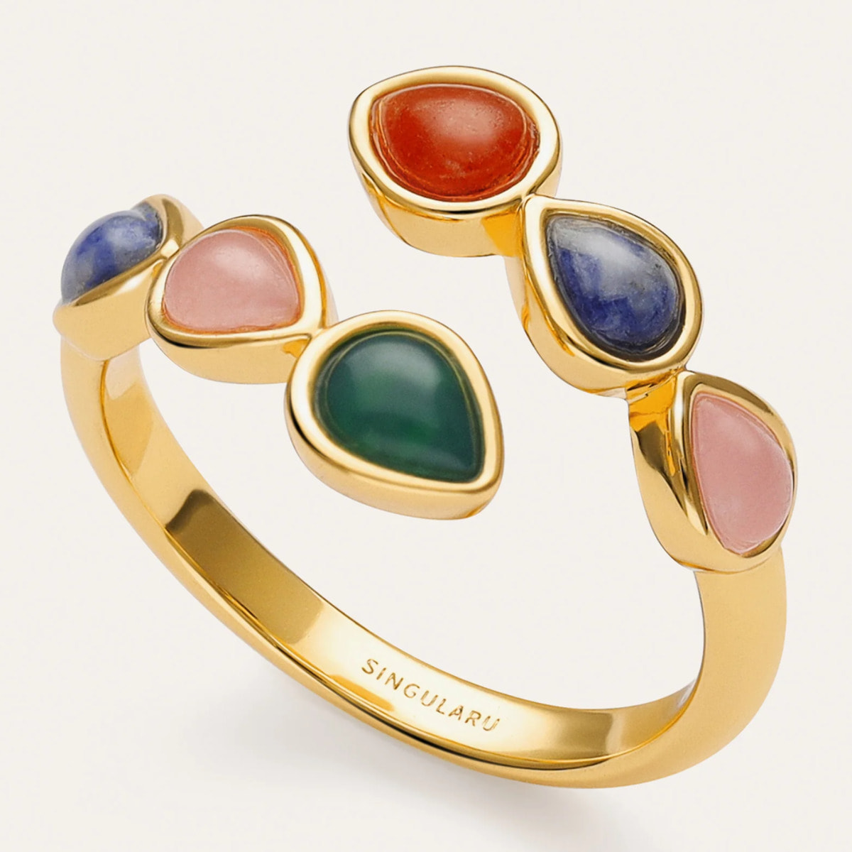 Anillo Gota Stones Baño Oro